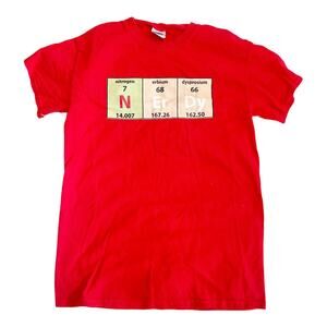 Nerdy Scientific Table Red Graphic Short Sleeve T Shirt Men's Size Small